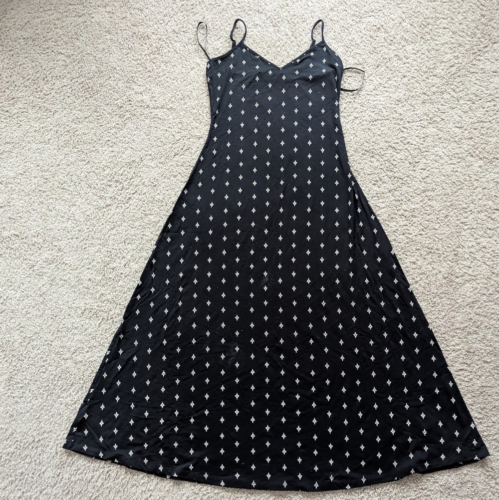 NWOT Loft Black Patterned Maxi Strappy Dress